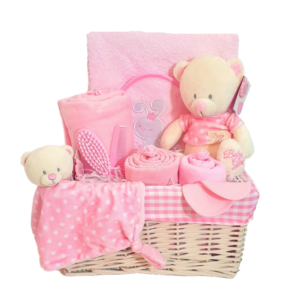 Snuggles Baby Wicker Hamper - Pink or Blue
