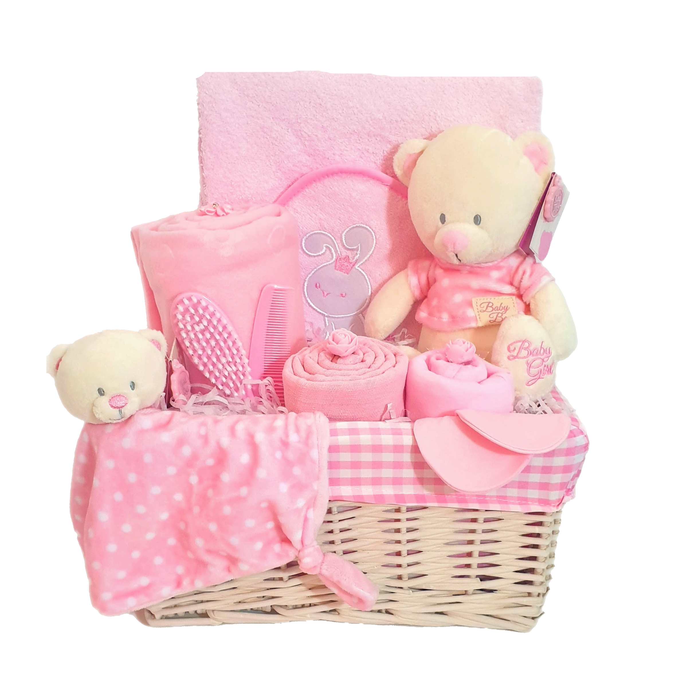 Snuggles Baby Wicker Hamper - Pink or Blue