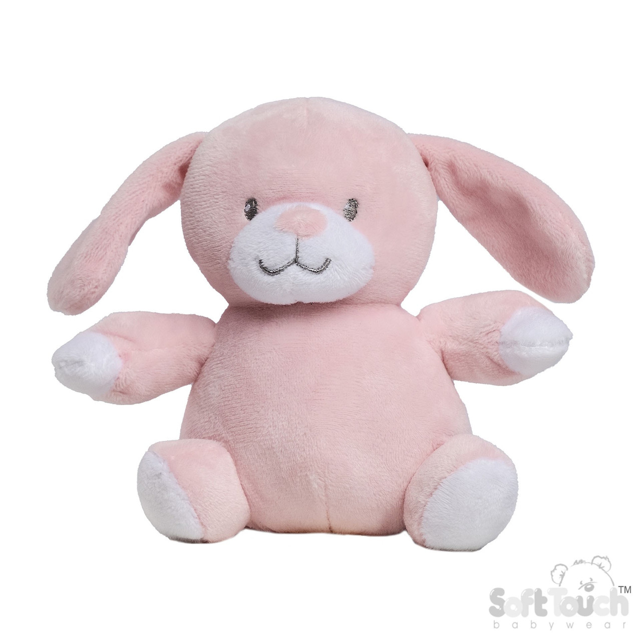 Baby bunny soft toy in pink