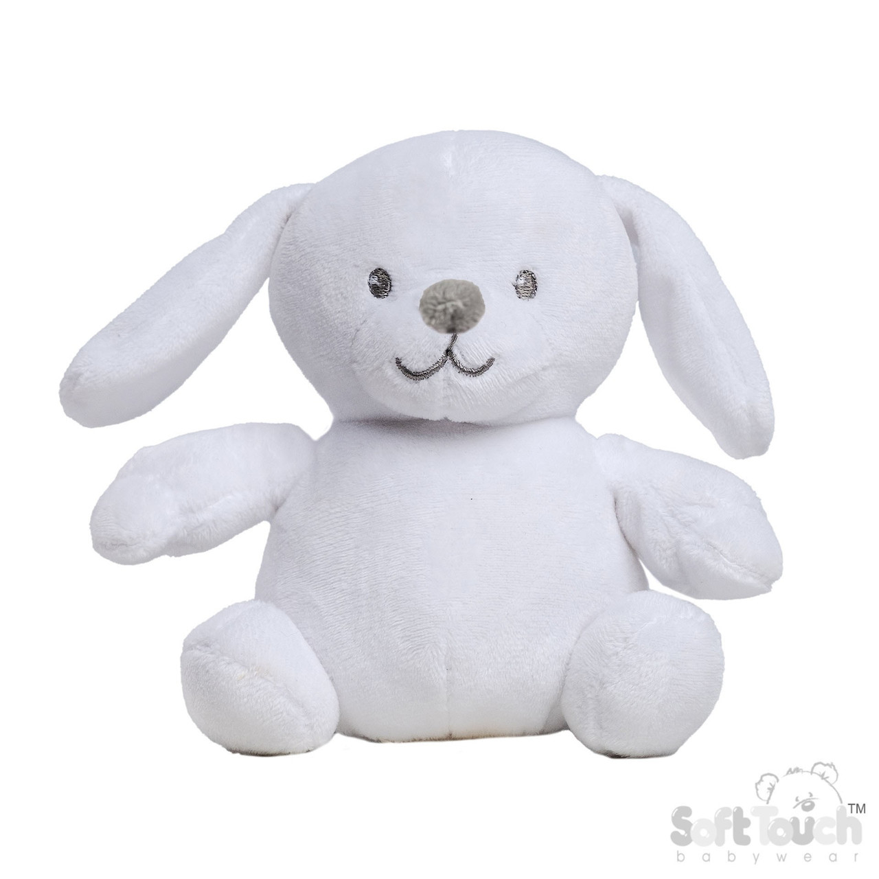 Baby bunny soft toy in white