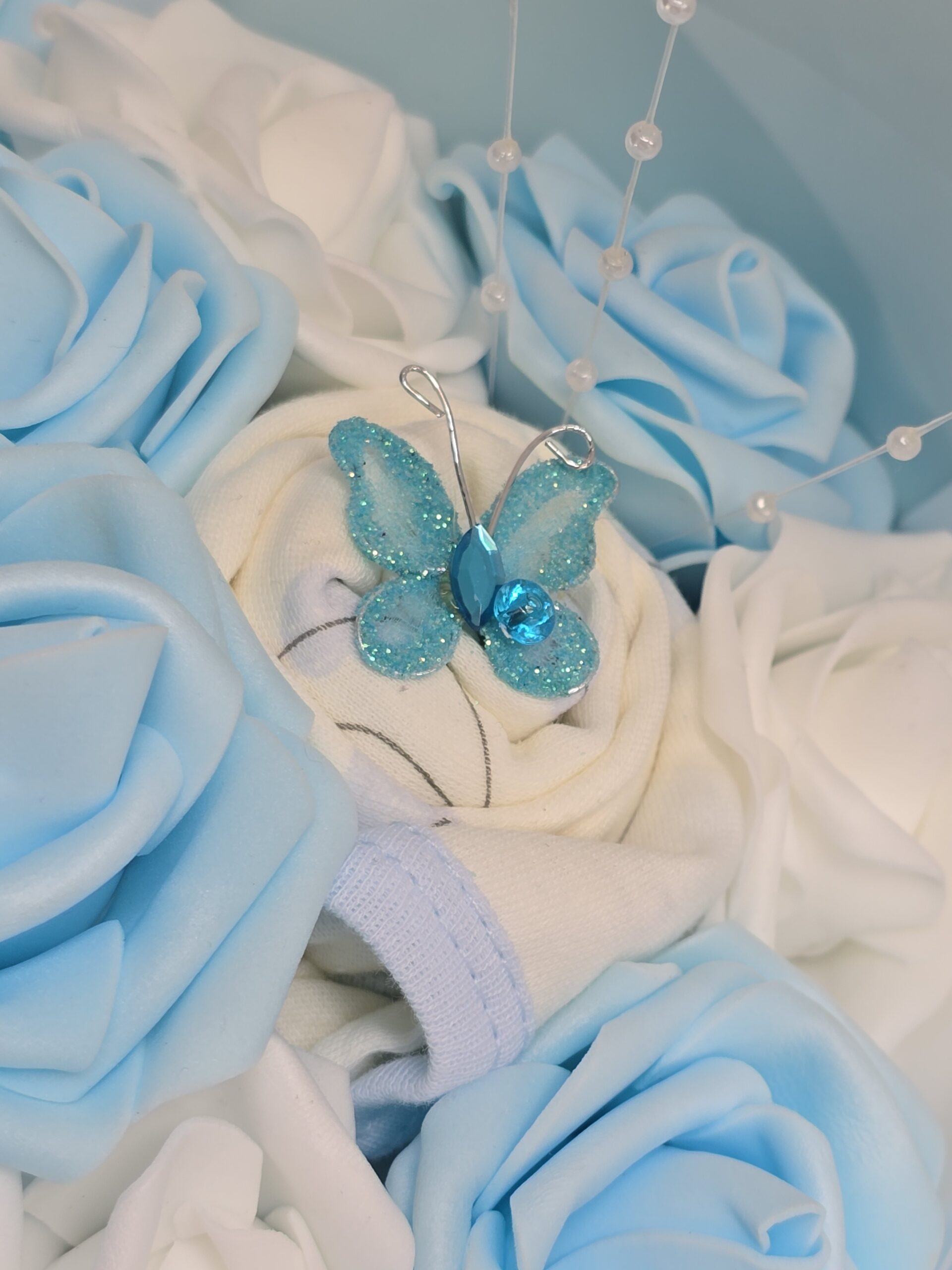 Baby Clothing Bouquet - Blue & White - Image 5