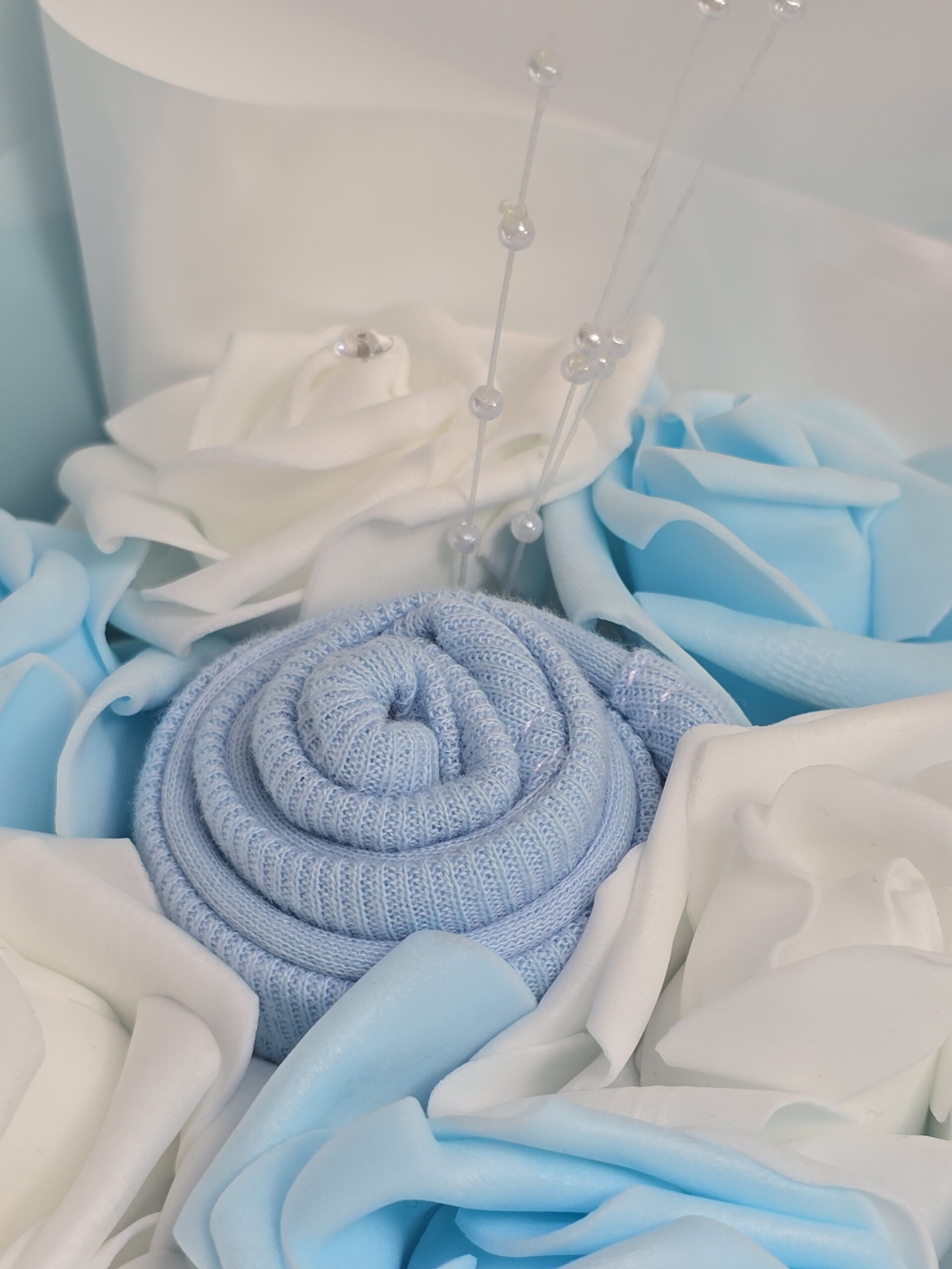 Baby Clothing Bouquet - Blue & White - Image 4