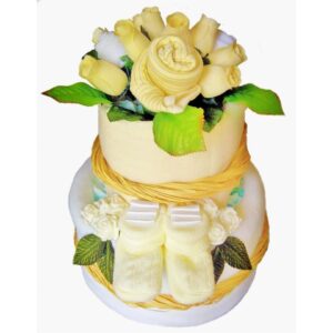 Baby Bouquet Nappy Cake With Wooden Roses