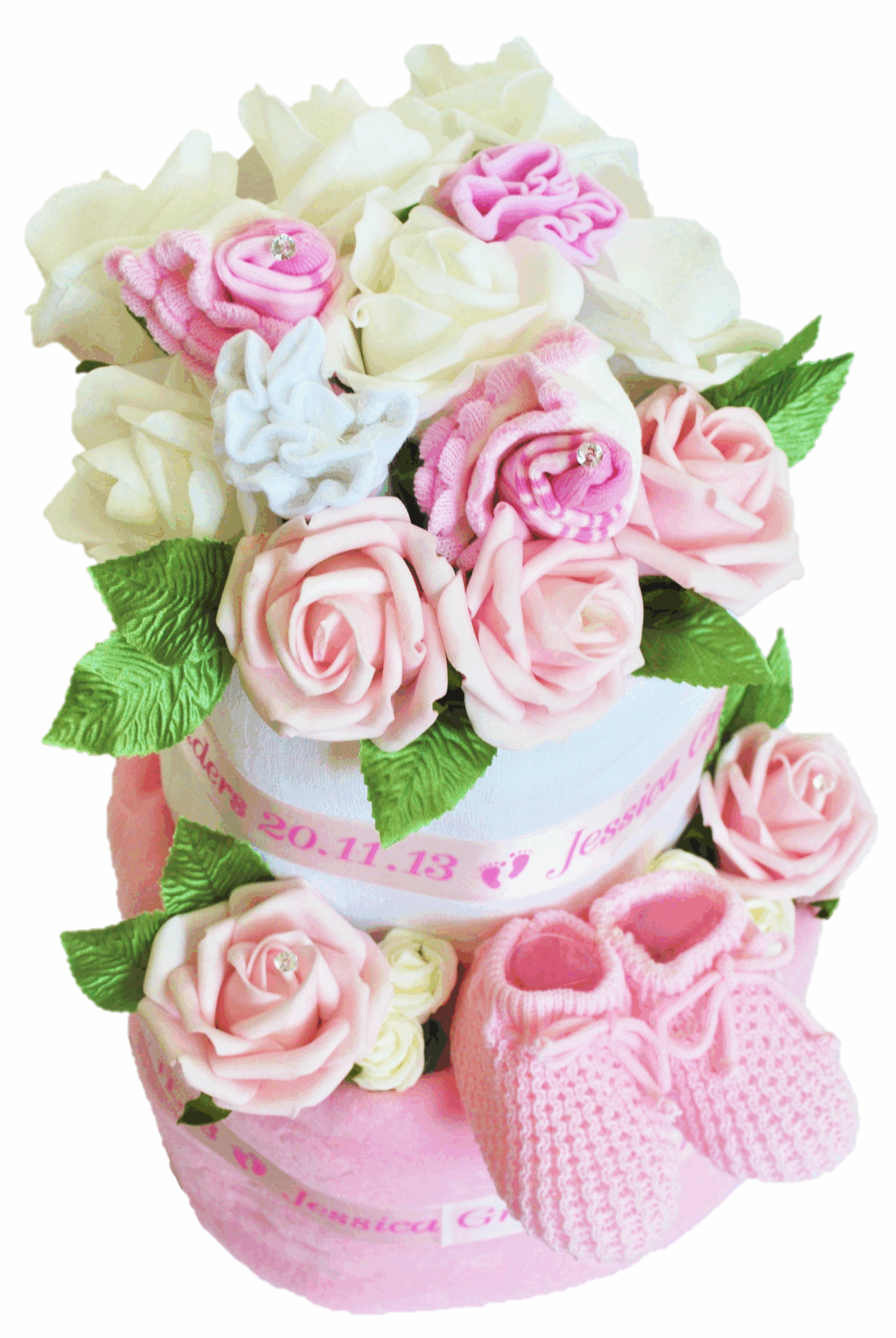 Baby Bouquet Nappy Cake With Foam Roses - Image 2
