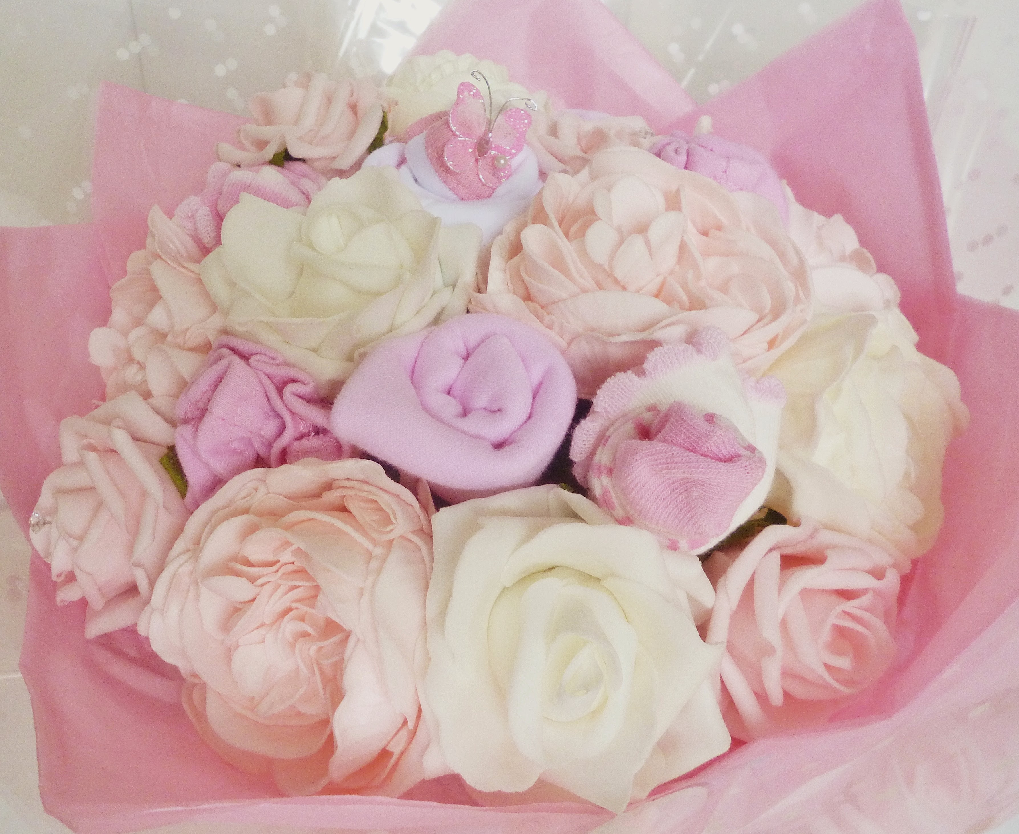 Baby Clothing Bouquet - Pink & White