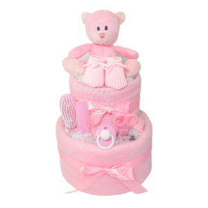 baby pink nappy cake