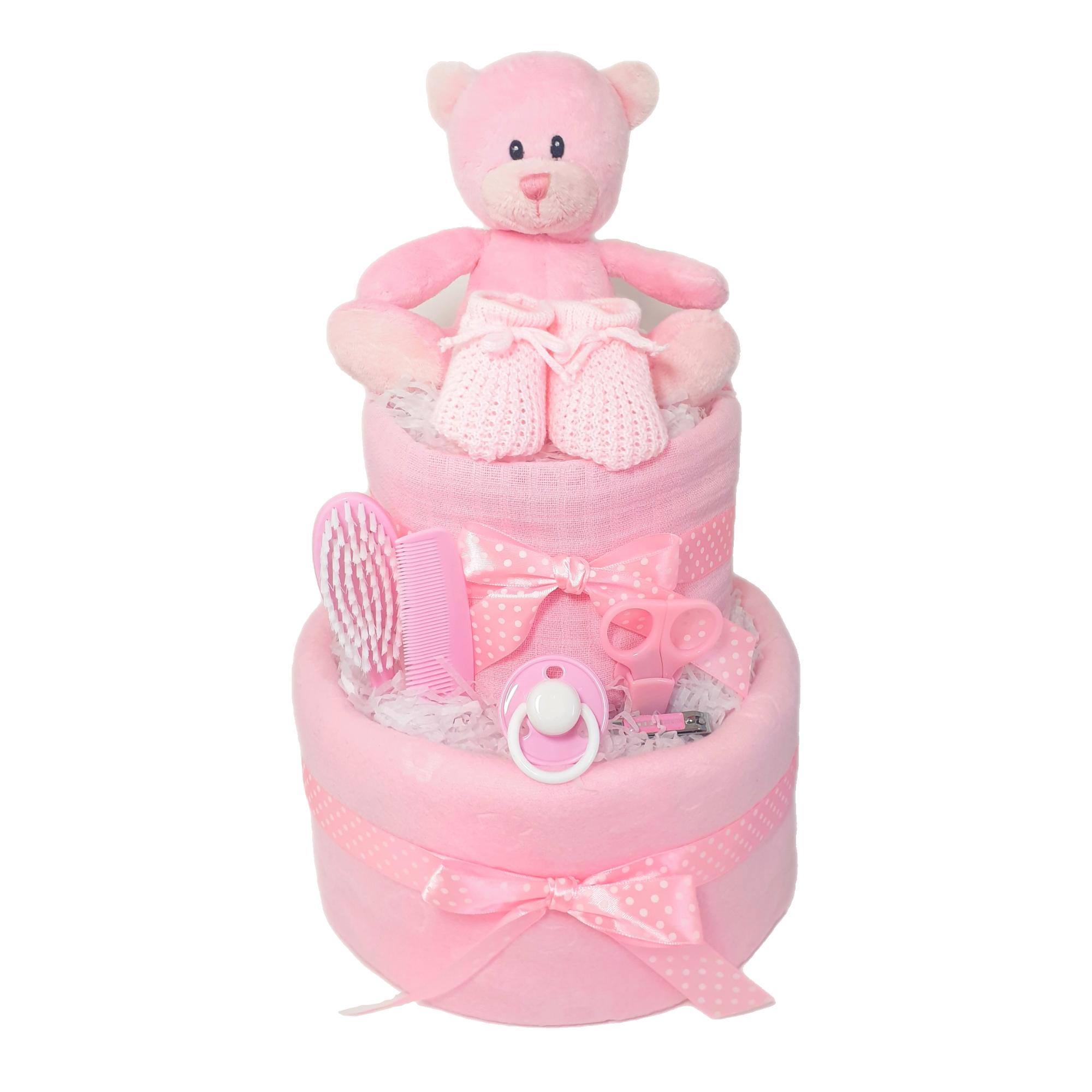 baby pink nappy cake