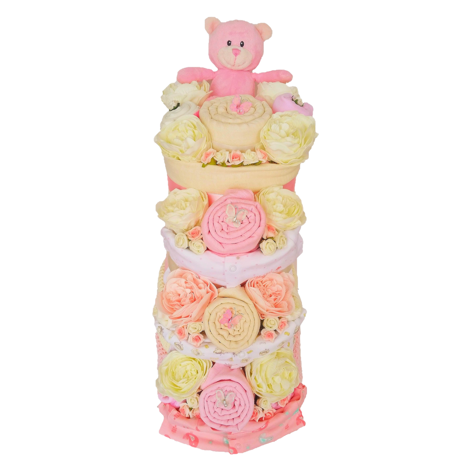 4 Tier Pretty Peony Nappy Cake