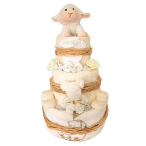 Neutral Lamb Baby Nappy Cake UK