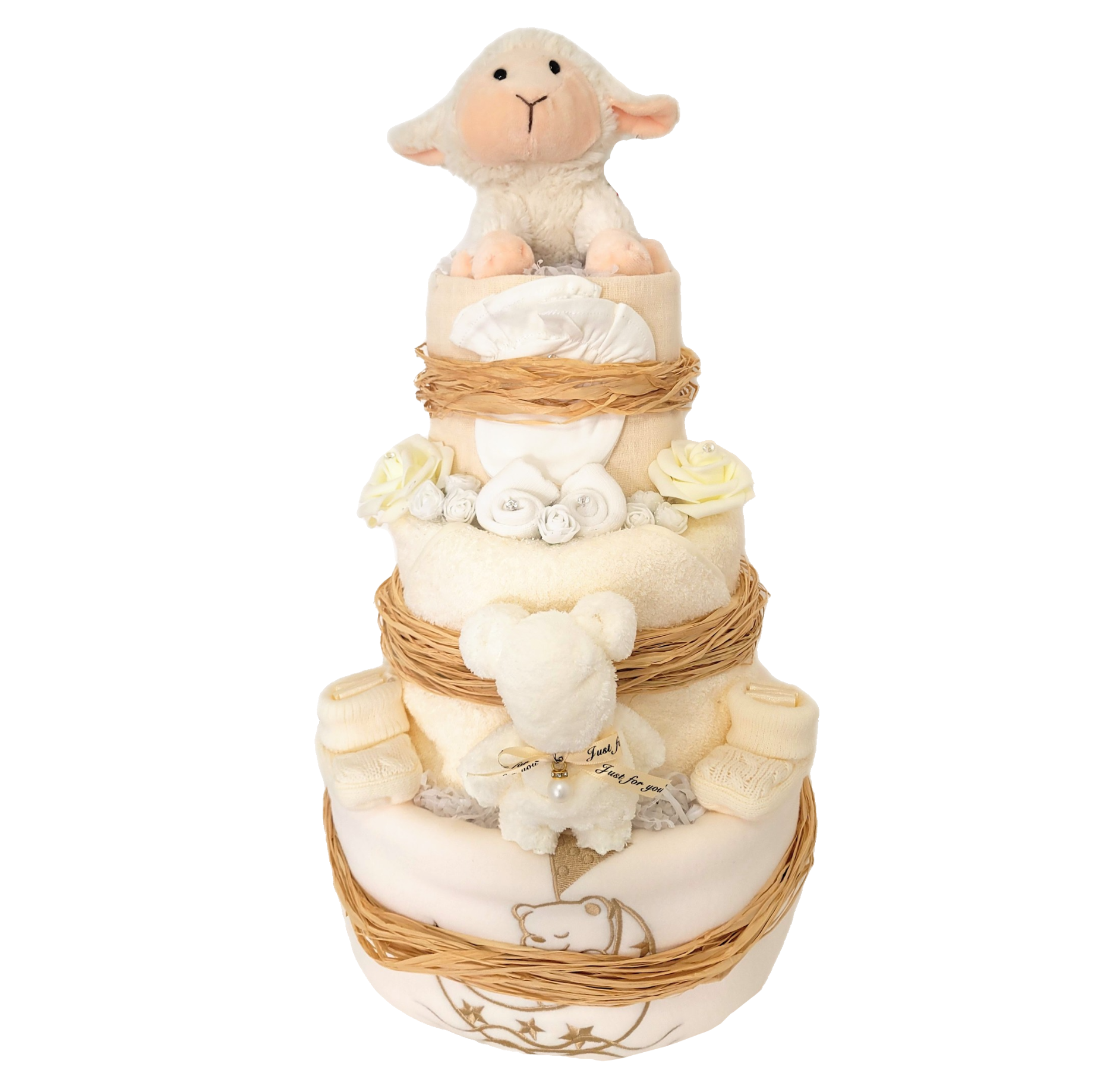 Neutral Lamb Baby Nappy Cake UK