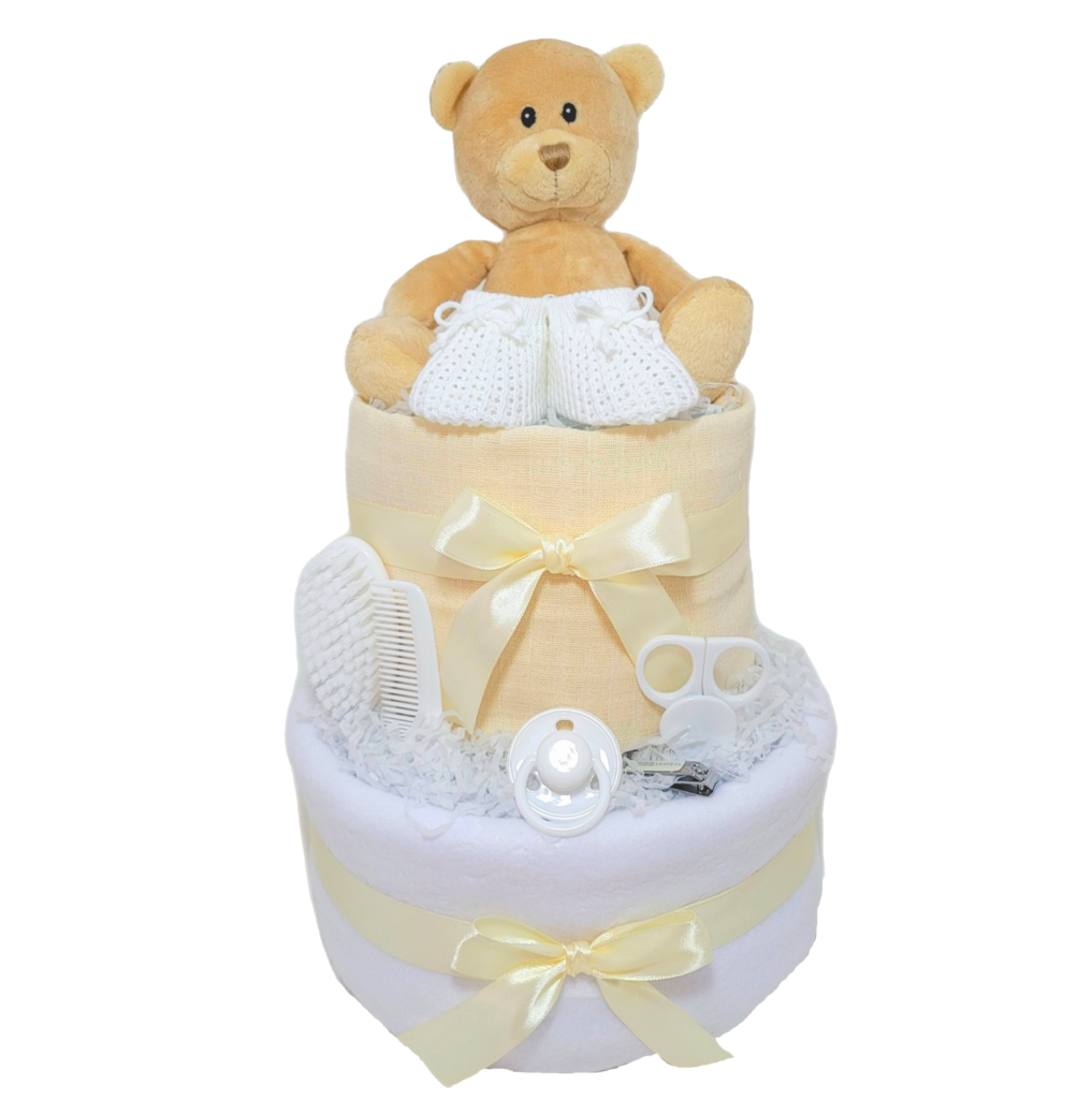 Cream Bear Hugz Nappy Cake