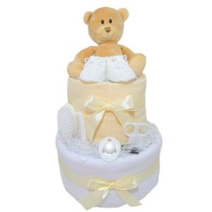 Cream Bear Hugz Nappy Cake