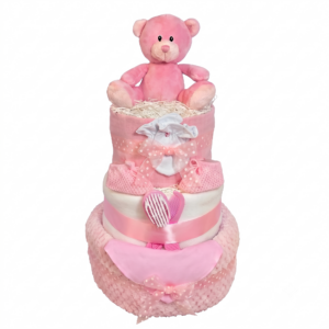 Baby Pink Waffle Nappy Cake